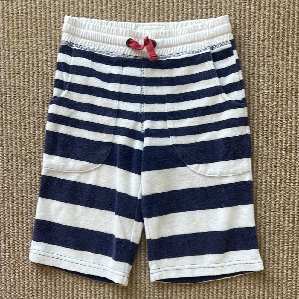 Mini Boden 6y terry cloth toweling shorts navy white